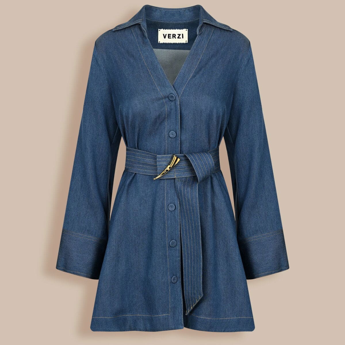 ADELAIDE DENIM DRESS - Dark Denim Wash