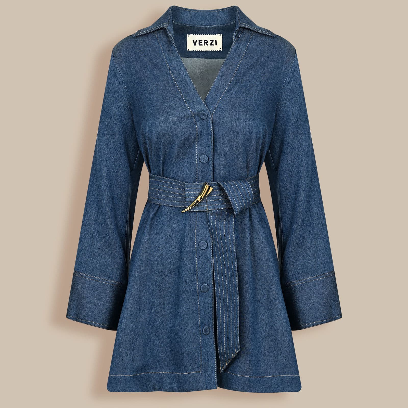 ADELAIDE DENIM DRESS - Dark Denim Wash